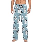 Christmas Winter Men's Pajama Pants Cute Penguins and Snowflakes Super Soft Lounge Pajama Bottoms with Pockets