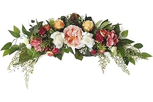 Takefuns Artificial Peony Swag, 29.5 Inch Wedding Arch Flowers, Artificial Peony Wreath with Green Leaves, for Wedding Arch Lintel Front Door Wall Decor