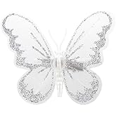 Firlar Christmas Glitter Butterfly Ornament, 24 Pcs DIY Craft Butterfly Clip on Christmas Tree Ornaments for Xmas Tree Wreaths Party Wedding Decor