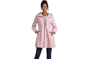 jiehan Women's Waterproof Rain Jacket Long Lined Raincoat with Fixed Hood Lightweight Spring Trench Coat