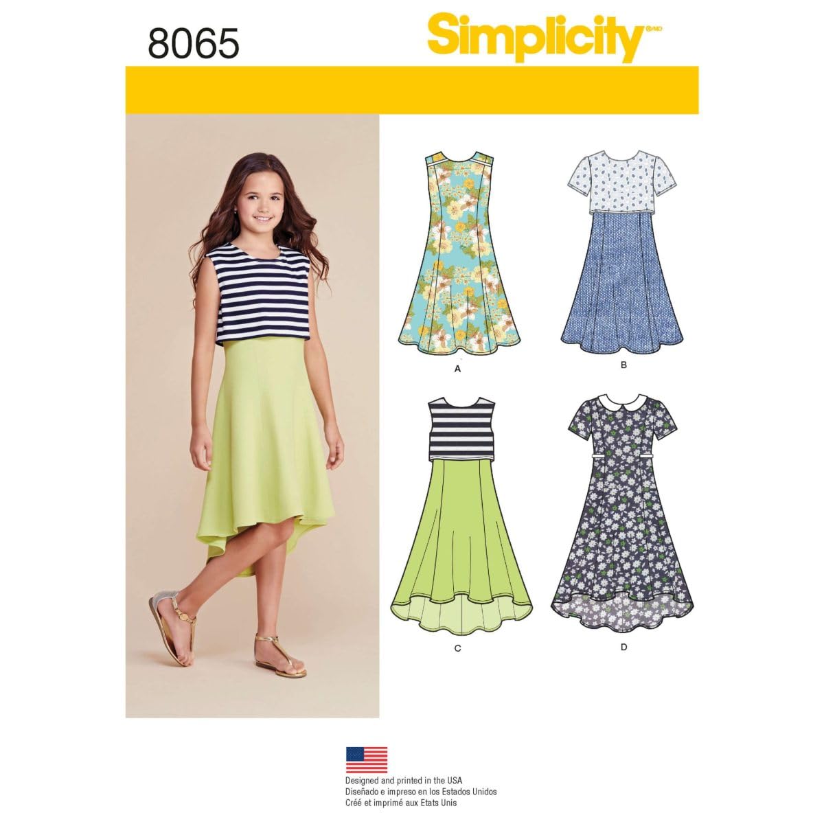 Simplicity 8065BB Girls and Girls Plus Dress or Popover Dress Sewing Pattern, Paper
