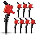 ENA Set of 8 Red Ignition Coil Pack Compatible with Ford Mercury F150 F250 E150 E350 Lincoln Navigator Town Car Crown Victoria Expedition Grand Marquis 4.6L 5.4L 6.8L V8 Replacement for DG508 FD503