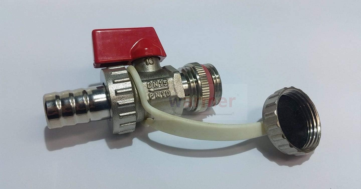 Wärmer System Drain Valve Cock, 1/2 Inch BSP Connection with Garden Hose Plug, Chrome Plated Brass - Image 4