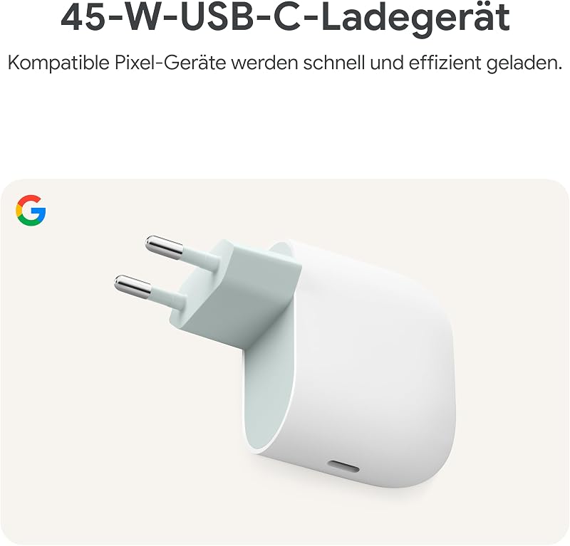45-W-USB-C-Ladegerät – Schnellladegerät für Pixel Smartphones – Kompatibel mit Made by Google-Produkten und Anderen USB-C®-Geräten – Snow