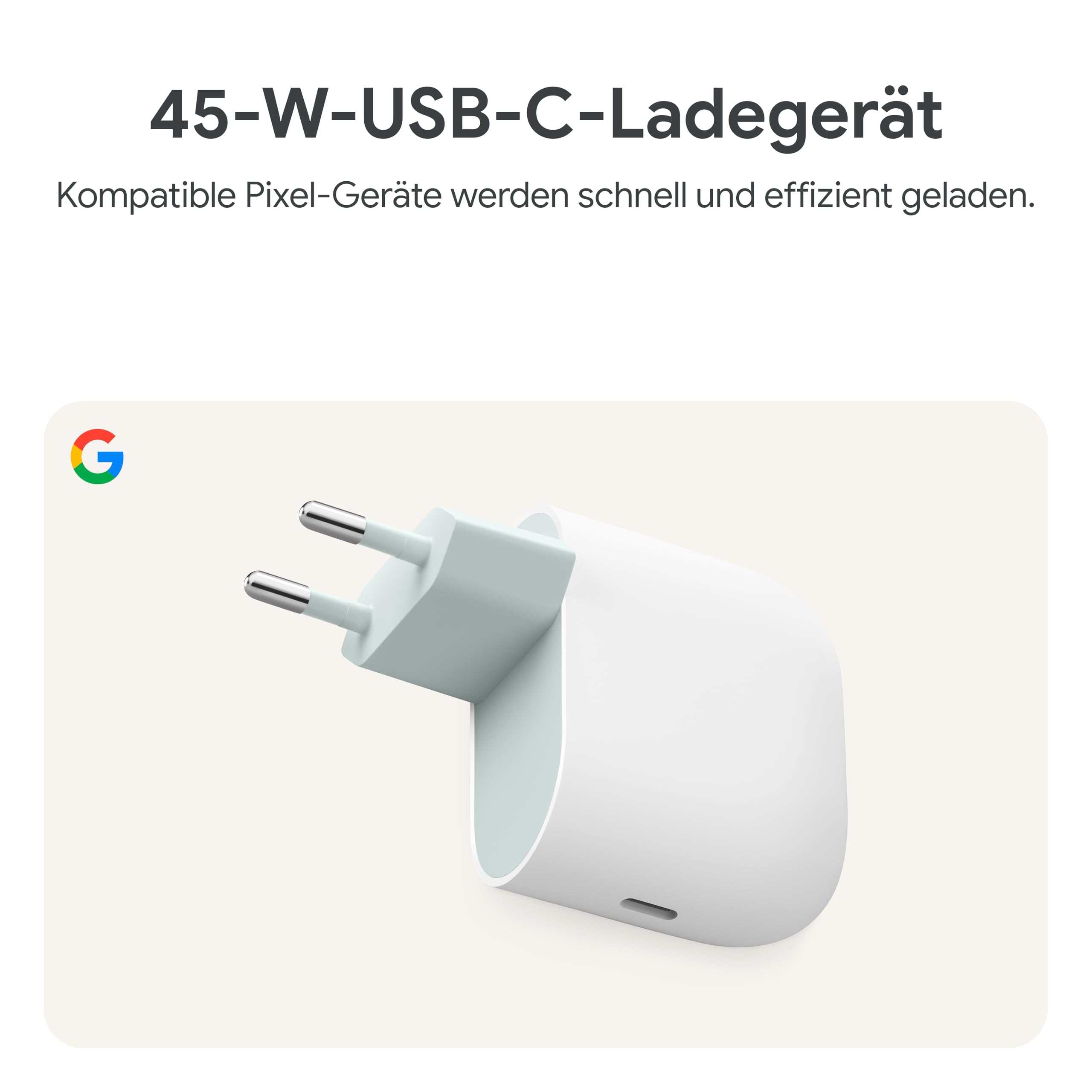 Google 45-W-USB-C-Ladegerät – Schnellladegerät für Pixel Smartphones – Kompatibel mit Made by Google-Produkten und Anderen USB-C®-Geräten – Snow 4