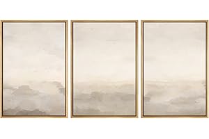 MUDECOR Framed Canvas Print Wall Art Abstract Prints Minimalist Modern Art Neutral Home Decor for Bedroom - 16"x24"x3 NATURAL
