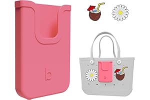 EASYDOG Silicone Phone Holder Compatible with Bogg Bag, Soft Silicone Charm Insert Accessories and Attachment for Bogg Beach Bags, Generic Size Fits for iPhone and Android Phones-Pink(Coral)