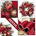 Valery Madelyn Pre-Lit Christmas Wreath for Front Door with Lights, 24 Inch Large Lighted Christmas Wreath with Red Gold Xmas Ball Ribbon for Fireplace Window Outdoor Table Centerpiece Decoration