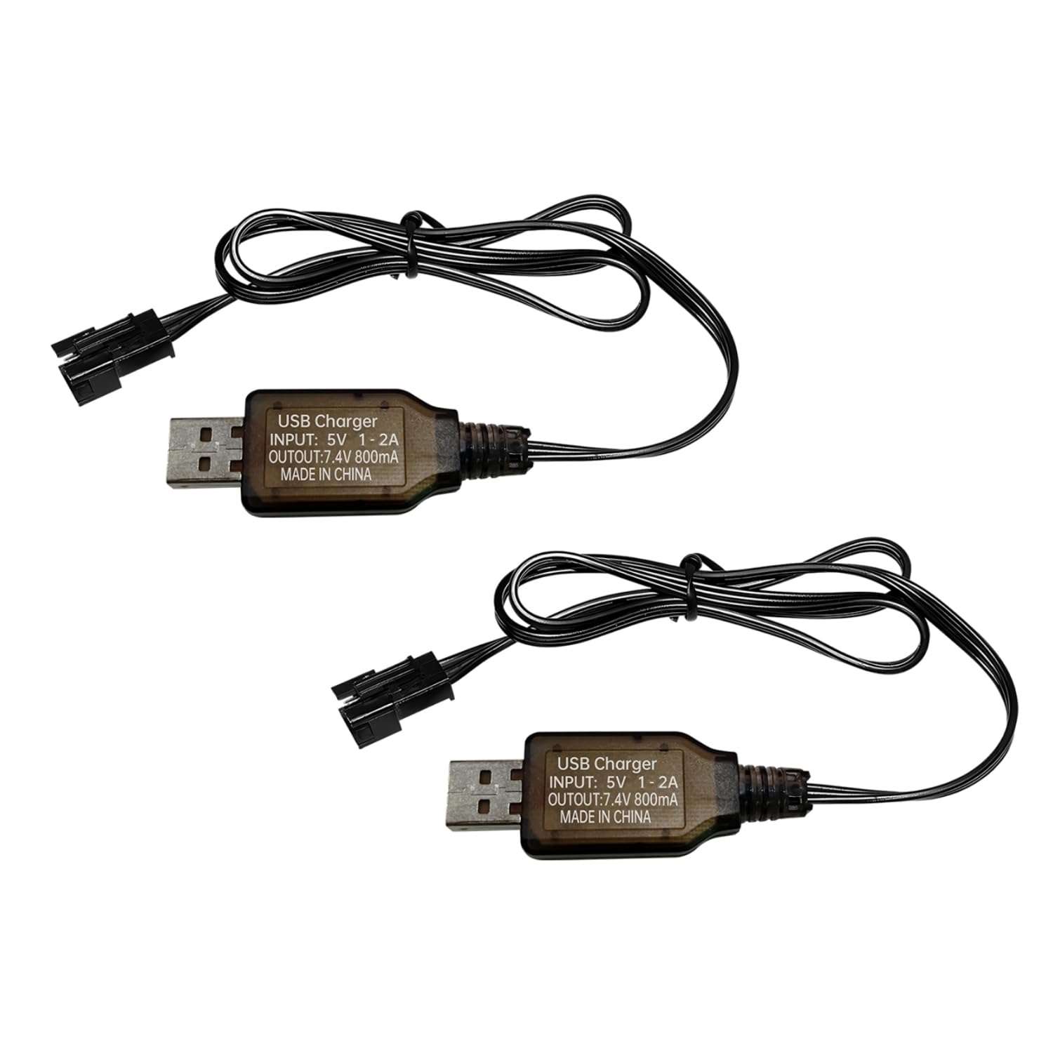 2PCS 7.4V 800mAh USB Charging Cable with SM-3P Connector for RC Excavators Trucks Tanks Huina 1575 Construction Vehicles RC Drones Boats DE43 DE60 RC Toy Cars 7.4V USB Charger