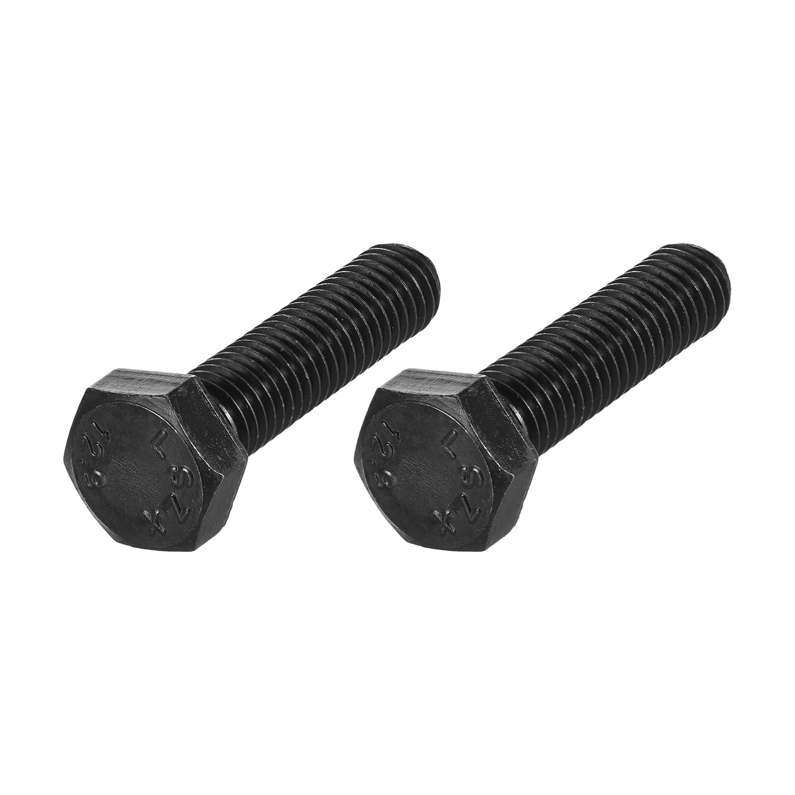 METALLIXITY Hex Bolts (M10-1.5x40mm) 2Pcs, Carbon Steel Fully Threaded Black Oxide, Coarse Thread UNC Hex Head Screw Bolt - for Furniture Repair