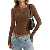 EasyGala Womens Cotton Long Sleeve Shirts Wide Round Neck Fitted Tops Basic Going Out Crop Outfits Fall Undershirts 2026