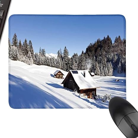Amazon Com Winter Extra Large Mouse Pad Log Cabins In The