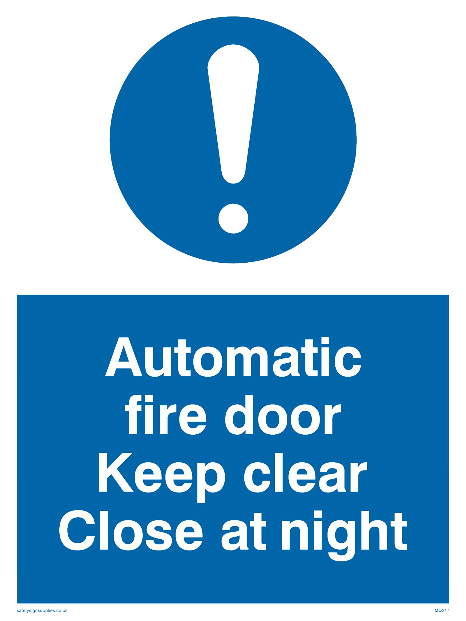 Pack of five - Automatic Fire Door Keep Clear Close At Night Sign - 150x200mm - A5P