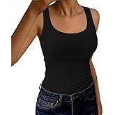 GKBK Womens Tank Tops Scoop Neck Sleeveless Ribbed Tank Summer Basic Thick Strap Slim Fitted Racerback Tops