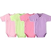 Baby Boys Girls Short Sleeves Kimono Clothes Cotton Baby Side-Snap Bodysuit Pack of Baby Layette Set