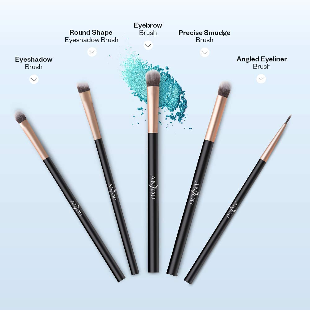 50pcs Eye Makeup Brush - Anjou 5pcs Eye Makeup Brushes X 10 Set – 2 Eye Blending Brush, 2 Eyeshadow Brush, 1 Eyeliner Brush Included in Each Set – 5 Essential Eye Brushes for Your Flawless Look: Beauty