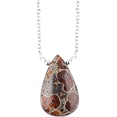 NJCRAFT Pear Natural Cabochon Necklace for Women | Handmade Gemstone Pendant | 8–14 mm Stone | Chain 16+2 Inch Adjustable