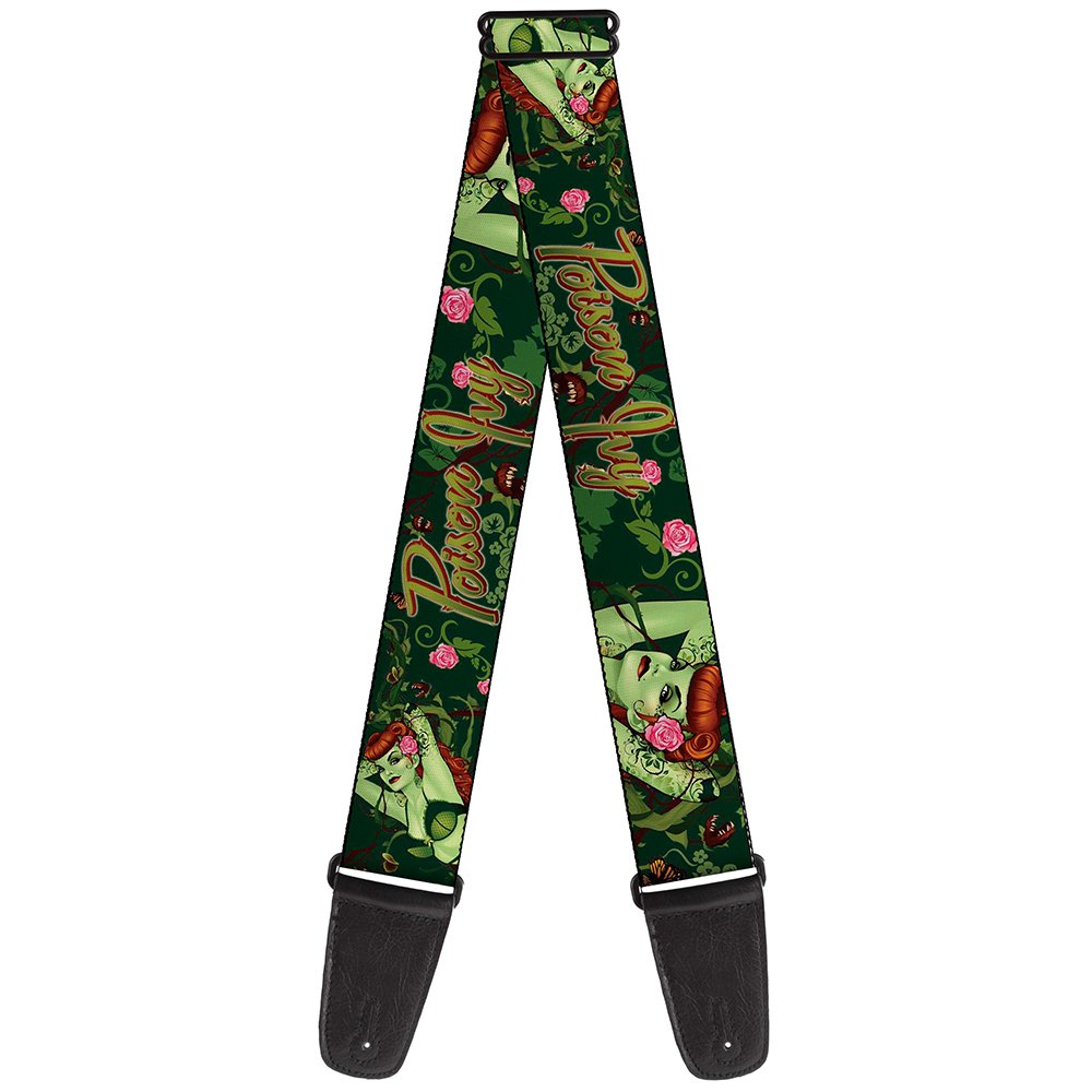 Buckle-Down GS-WDC011 Guitar Strap - POISON IVY Bombshell Poses Greens/Reds - 2" Wide - 29-54" Length