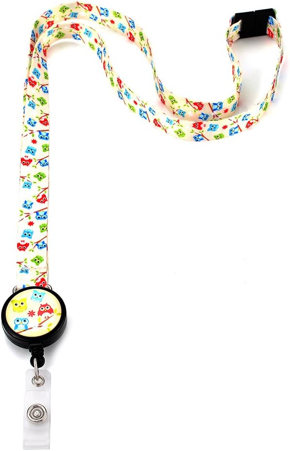 Grekywin Cute Multicolor owl Lanyard Keychain ID Badge Holder Card Holder for Business Id/Key/Phone