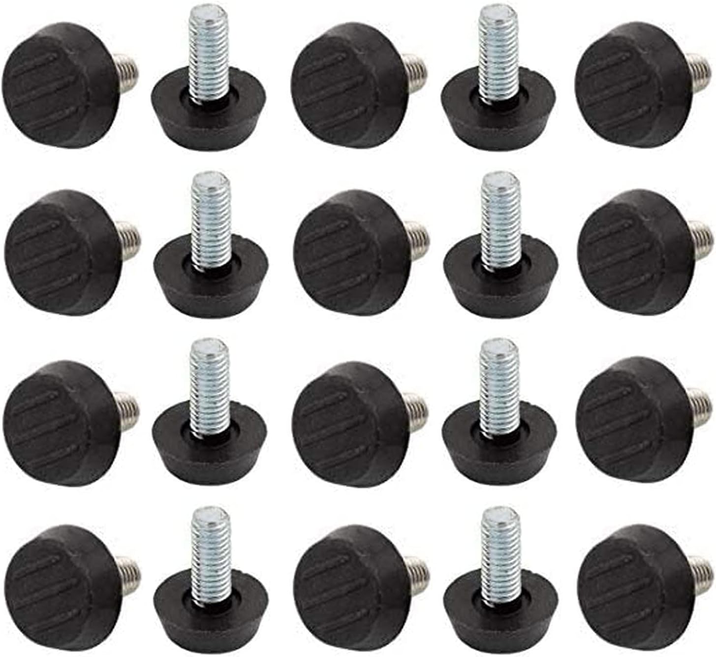 GLE2016 Plastic Leveling Foot Adjuster Screw On Mount Type 6mm x 13mm,8 Pack