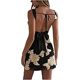 Floerns Women's Floral Backless Cami Dress Bowknot Vacation A Line Mini Dresses