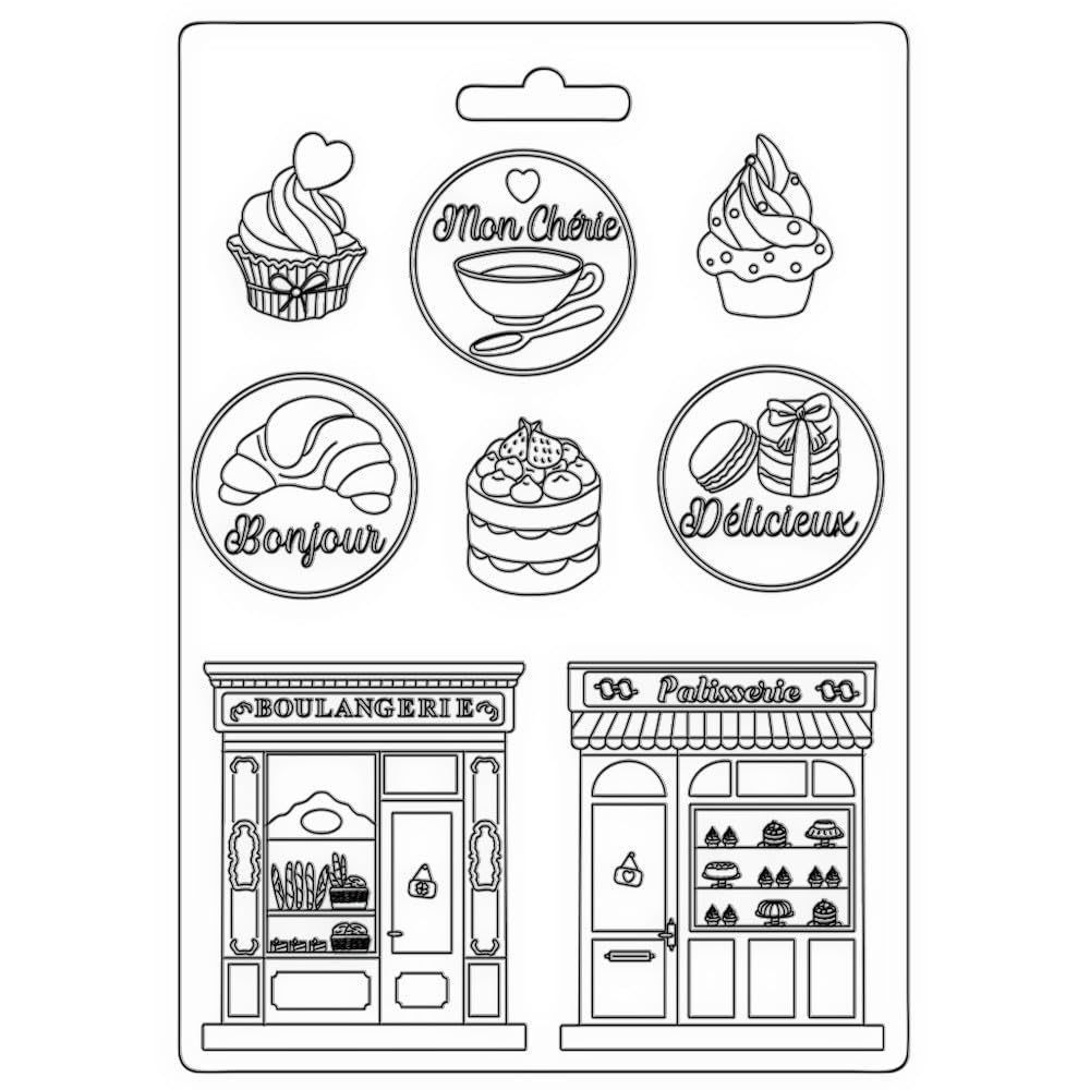 Stamperia Soft Mould A5 Create Happiness Oh Lá Patisserie, Paper, Plain, One Size