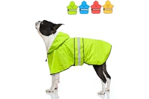Candofly Dog Raincoat, Waterproof Dog Coat Hooded Pet Rain Jacket Lightweight Reflective Dog Poncho Slicker with Leash Hole for Dog Walking (Medium, Green)