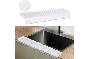 AyNirser Sink Edge Protector with Suction Cup 4"x24", Silicone Sink Splash Guard for Kitchen & Bathroom, Protect Countertop from Scratches, Stains, for Stainless Steel Granite Quartz-Clear