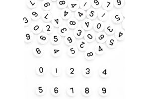 GXUESHAN 500pcs 4x7mm White Round Acrylic Number Beads 0-9 Mixed Plastic Shape Loose Beads for Jewelry Making Bracelets Necklaces Key Chains (Black)