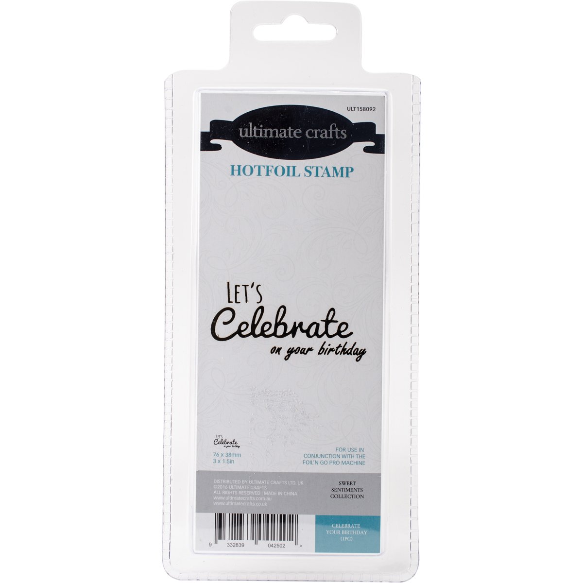 Ultimate Crafts Celebrate Your Birthday Hot Foil Stamp, Metal, Grey, 22.8 x 9.9 x 0.6 cm