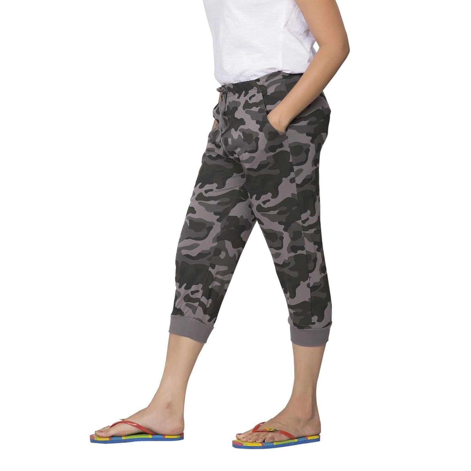 clifton womens army comfort capri - steel grey