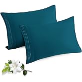 Horbaunal 2 Pack Microfiber Pillowcases King Size Teal Bed Pillow Cases with Envelope Closure, 1800 Thread Count Soft & Shrinkage Resistant Pillow Covers, 20 x 40 Inches