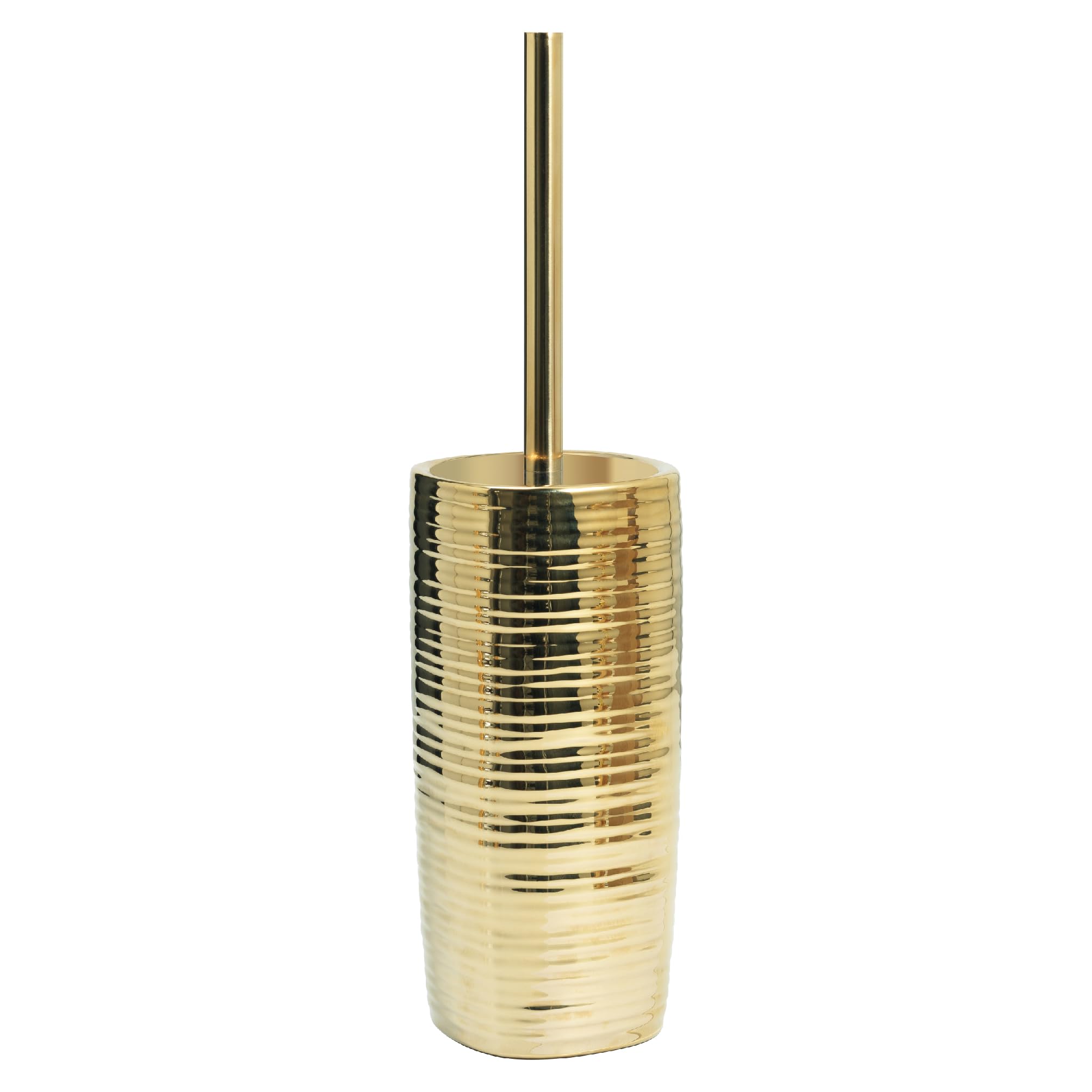 Gedy Kelly Toilet Brush Holder, Ceramic, Gold, 10.3 x 10.3 x 40