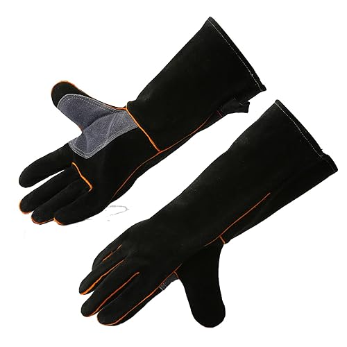 Qahdeikd Welding Gloves Heat Resistant Leather Forge welding
