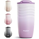 TOURIT 16 oz Travel Coffee Mug, Insulated Stainless Steel Travel Mug with Lid, Leak-Proof Double-Wall Vacuum Tumbler, Reusable Coffee Cup - Lilac