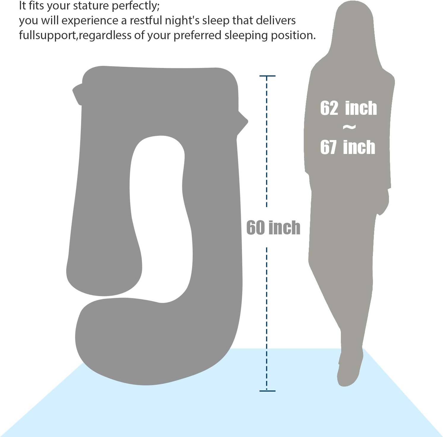 BATTOP Pregnancy Pillow Full Body Maternity Pillow for Pregnant Women with Washable Cover Pregnancy Pillow for Back Belly Hips Legs (Light Grey): Kitchen & Dining