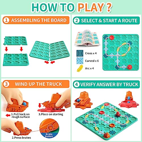 Logical Road Builder Games, STEM Family Board Game, Large Educational Smart Brain Teasers Puzzles Toys, Preschool Learning Early Montessori Birthday Gifts for Kids Boys Girls Age 4-8 Year Old (Green)
