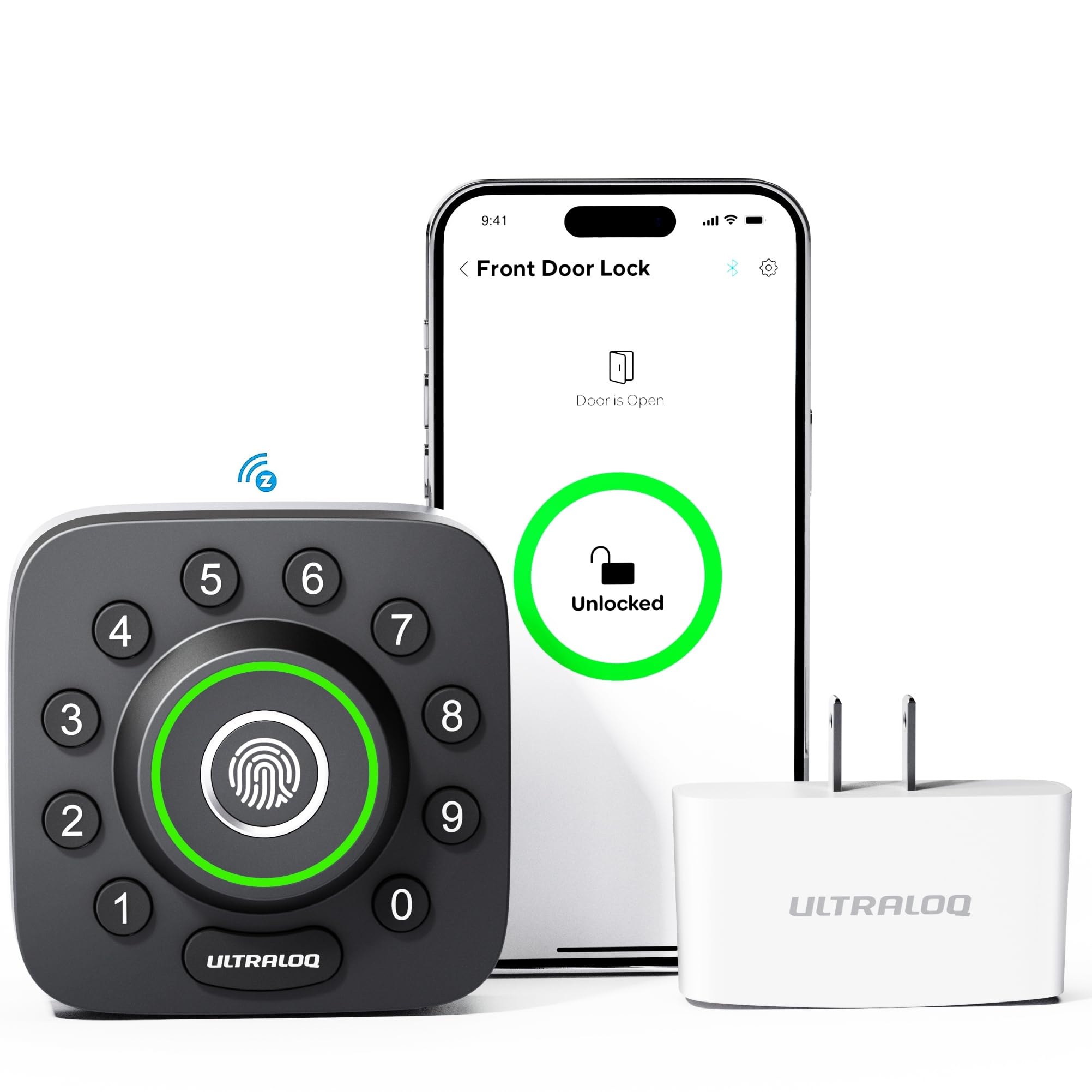 Photo 1 of ULTRALOQ Bolt Pro Z-Wave Smart Lock with Fingerprint ID, Work with Z-Wave Plus, Home Assistant, Compatible with SmartThings, Hubitat etc, WiFi Bridge Included, IP65 Waterproof, 1 Year Battery