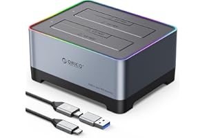ORICO Hard Drive Docking Station USB 3.2 Gen 2 to SATA I/II/III 2.5 or 3.5 inch HDD SSD Aluminum Alloy RGB Gaming Dock up to 