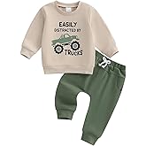 Toddler Baby Boy Fall Clothes 1T 2T 3T 4T 5T​ Winter Outfits Long Sleeve Trucks Sweatshirt Tops Jogger Pants Set