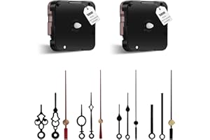 DEEWISH 12888 Super Silent Sweep Clock Mechanism, 5/16 inches - 59/64 inches Shaft Length Quartz Wall Clock Motor Replacement, Clock Parts Battery Operated (with 4 Pack Clock Hands)