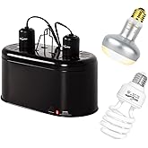 REPTI ZOO Reptile Heat Lamp Combo Pack with Dual Reptile Light Fixture, 100W Intense Basking Spot Light UVA Daylight Heating Lamp &amp; 26W Energy Saving UVA UVB Bulb Spiral Compact Bulb 10.0