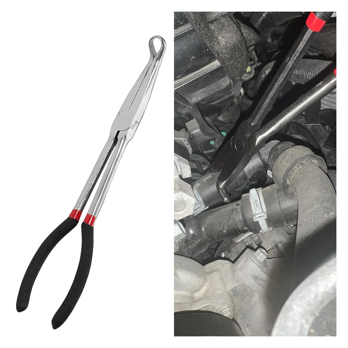Photo 1 of 11 Inch Car Electrical Disconnect Pliers, Electrical Connector Disconnect Pliers Car Fuel Feed Pipe Plier, O-Shaped Car Soldering Aid Pliers Fuel Line Hose Clip Clamp Removal Tool
