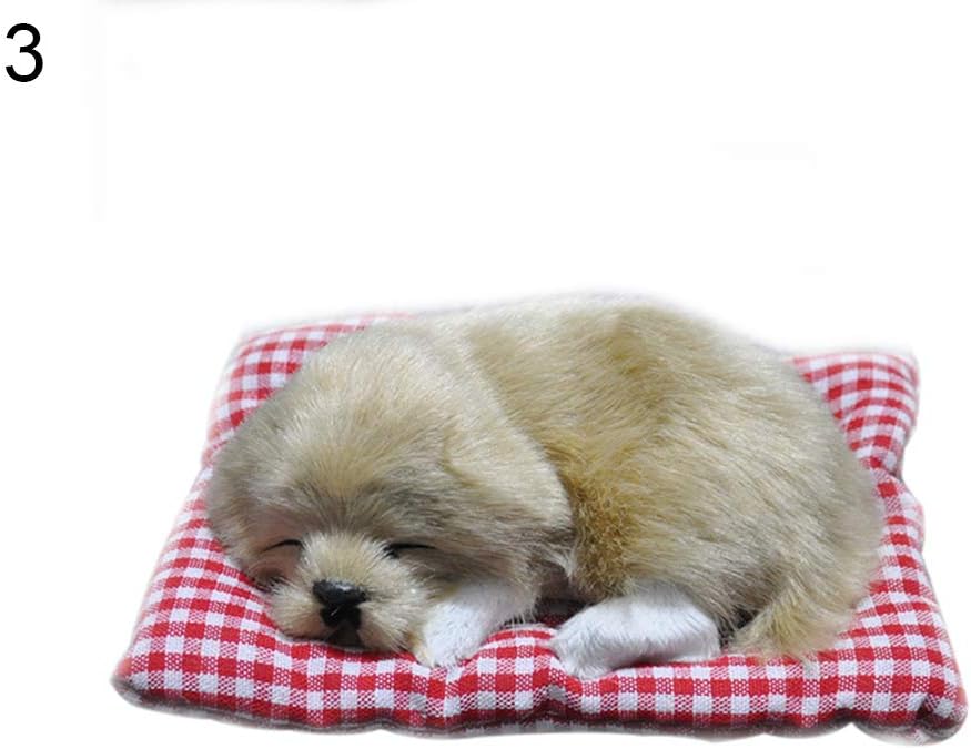 AchidistviQ Cute Simulation Sleeping Puppy Dog Doll Toy with Sound Kid Toy Decoration Gift Will be called simulation nap dog model dog ornaments cloth pad small sleeping dog toy Soil White