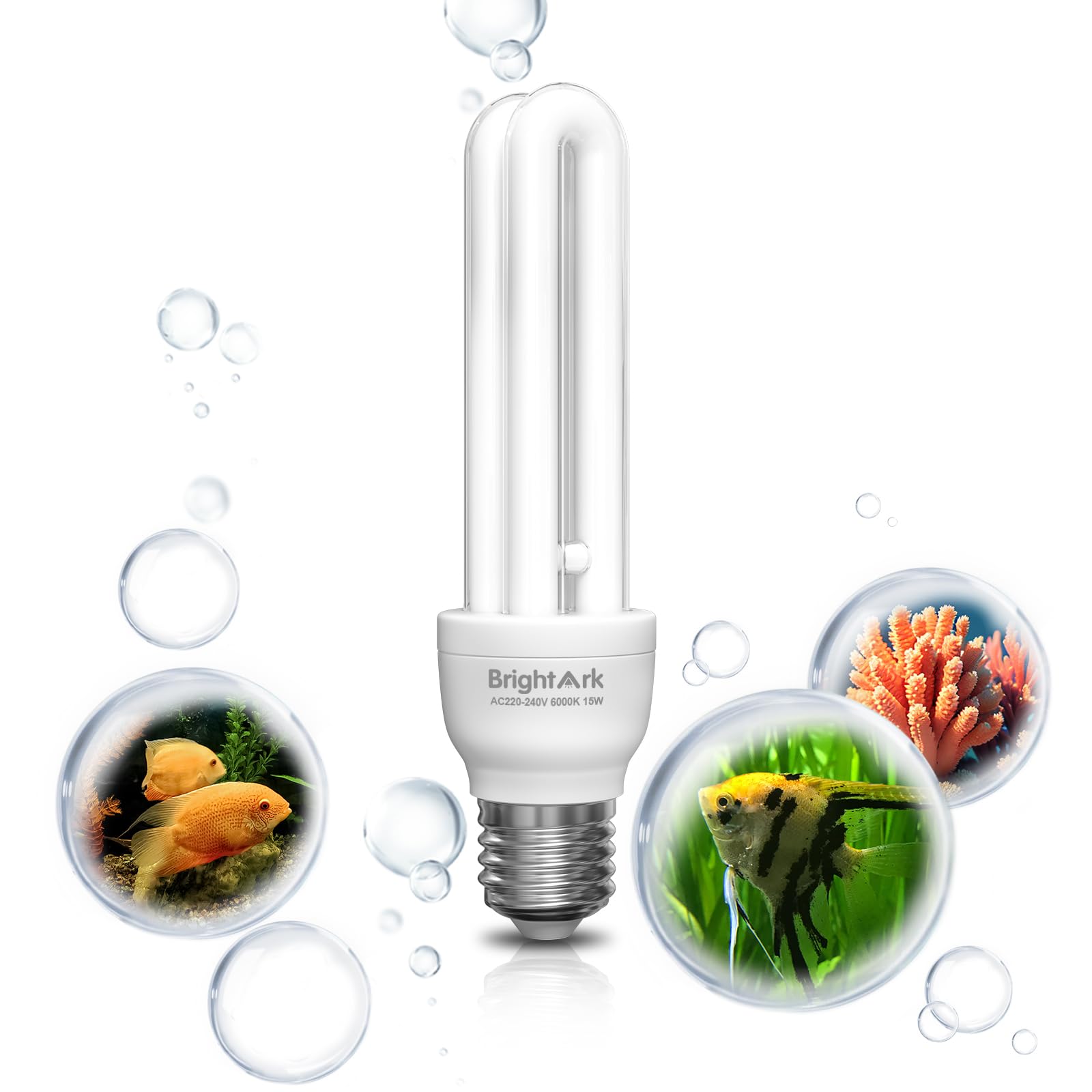 BrightArk E27 Fish Tank Light Bulbs,15W Aquarium Light Bulb Brightday White Replacement Bulb for The Fish Pod 48,64 and 120 Litre Aquarium,Ideal for After Dark Lighting