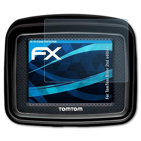 atFoliX Schutzfolie kompatibel mit Tomtom Rider 2nd Edition Folie, ultraklare FX Displayschutzfolie (3X)