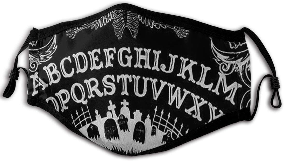 Mouth Co-vers Ouija Board Black Large Dust Face C-Over Windproof Face Shield Adjustable Ear Loop Mouth Cov-er for Adults