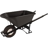 Bon Tool 28 906 Premium Contractor Grade Poly-Tray Single Wheel Wheelbarrow with Steel Hande and Knobby Tire, 5-3/4 Cubic Feet