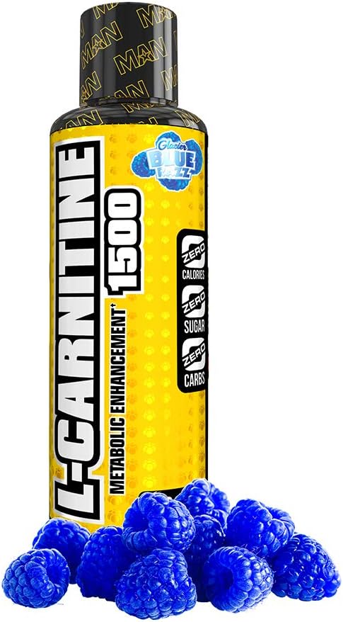 Man Sports L-Carnitine. Stimulant Free Glacier Blue Razz Flavored L-Carnitine Liquid Fat Burning Solution with All Natural Energy (31 Servings): Health & Personal Care