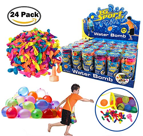  24 Pack Refill Kits of Latex Water Balloons Bomb with 